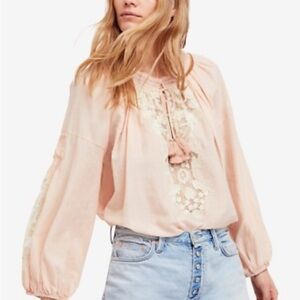 Free People Cream Blouse Elegant Top